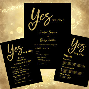 Ja Wir machen schwarze Goldhochzeit Folieneinladung