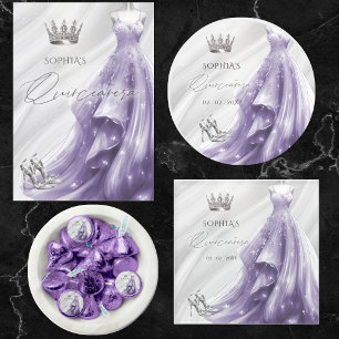 Silver Lila Dress Princess Quinceañera Glasuntersetzer