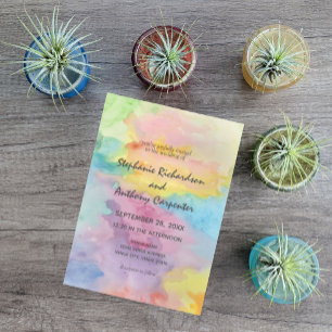 Wasserfarbene Abstrakte Whimsical-Funke Hochzeit Einladung