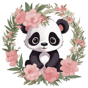 Adorable Baby Panda Bär mit Blume T-Shirt