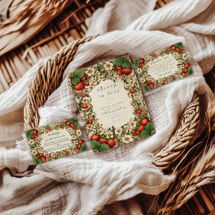 Erdbeer Cottagecore Botanische Hochzeitsdusche Einladung