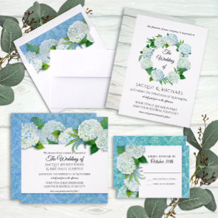 Runde Elegant Damask Hydrangea Aqua Floral Wedding Einladung