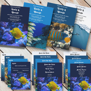 Hochzeit von Navy Blue Underwater Shark Nautical B Save The Date