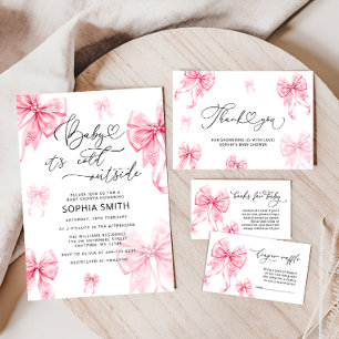 Cold Outside Winter Bow Diaper Raffle Begleitkarte