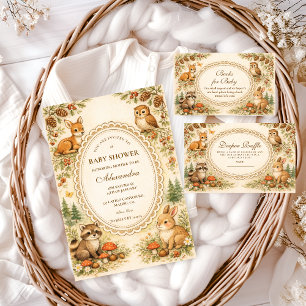 Vintage-Geschichtenbuch-Wald-Baby-Party Einladung