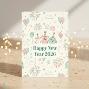 Fröhliche Silvesterparty 2026 Grüße  Postkarte