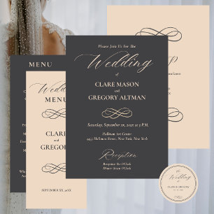 Elegante Minimalistische Almond Gray Wedding Runder Aufkleber