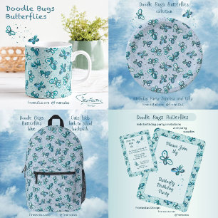 Doodle Bugs Schmetterlinge - blau - nahtloses Must Kaffeetasse