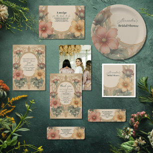 Foto Vintag Art Nouveau Floral Brautparty Dankeskarte