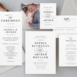 Romantische Schrift Schwarzweiß-Typografie-Hochzei Einladung