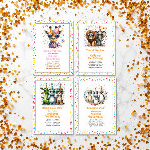 Safari Animal "Two at the Zoo!" 2. Geburtstag Part Einladung