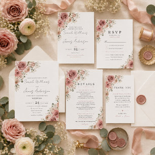 Staubige Rosenromanze-Hochzeitseinladung Einladung