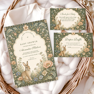 Vintage Celestial Botanical Kaninchen Windel Tombo Begleitkarte