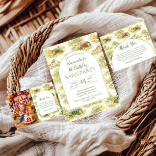 Foto Pastell Traktor Bauernhof 1. Geburtstag Dankeskarte