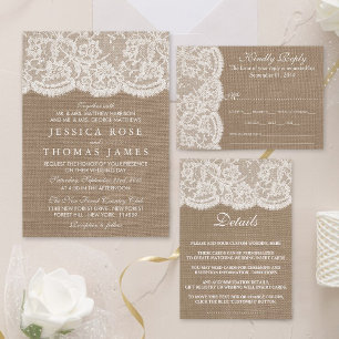 Einladungen zur Burlap & Lace Wedding Collection