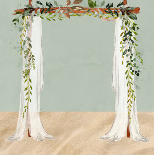 Strand Sand White Canopy Tropical Moderne Hochzeit Einladung