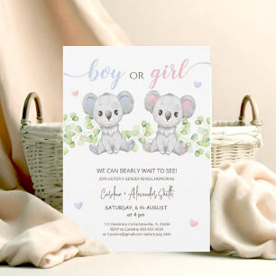 Papiertafel für Koala Gender Reveal Party. Pappteller