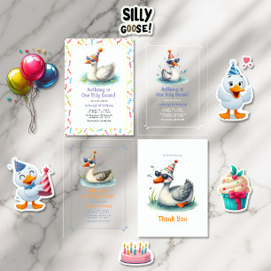 Eine Alberne Gänse-Transslusive erste Geburtstagsp Pergament Einladungen