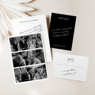 Einfache minimale Schwarz-Weiß-Hochzeit RSVP Karte