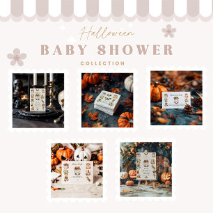 Halloween-Babydusche mit neutraler Cotgore Einladung