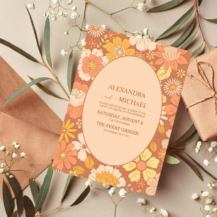 Retro Groovy 70er Themed Mutes Hochzeit Runder Aufkleber