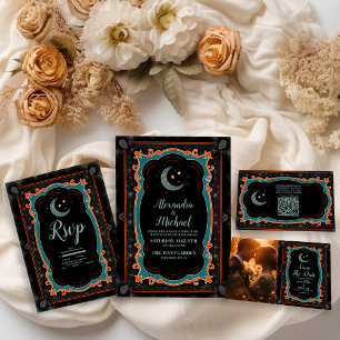 Mystical Moon Starry Night Wedding RSVP Karte