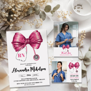 3 Foto Bow Stethoscope Nursing School Graduate Ankündigung