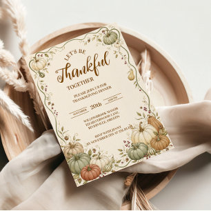 Elegantes Erntedankfest mit Kürbis Einladung
