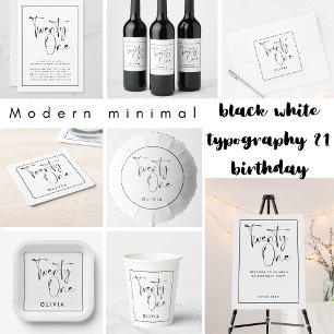 Moderne Schwarz-weiße Typografie 21 Foto Geburtsta Geschenkpapier
