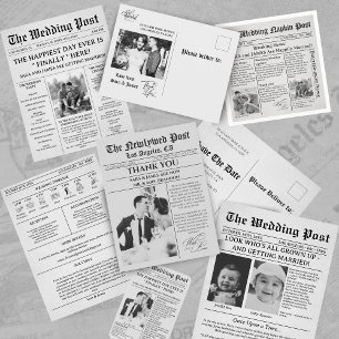 Einzigartiges Newspaper Foto Hochzeitsprogramm Zei Fächer