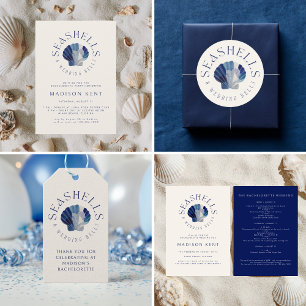 Seashells Wedding Bells Blue Beach Bachelorette Einladung