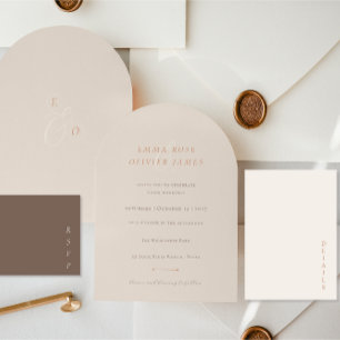 Minimalistischer Boho-Sand-Kupfer-Schrift Hochzeit Einladung