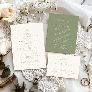 Sage Green Elegant Calligraphy Formal The Wedding Einladung