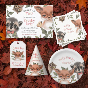 Niedliche Woodland Animals Kindergeburtstagsparty Einladung