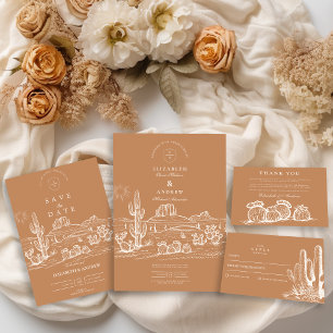 Rustikale Kaktus Wüstenlandschaft Hochzeit Dankeskarte
