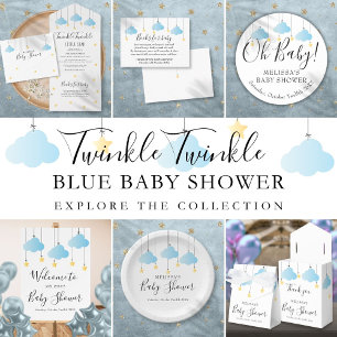 Twinkle Sprinkle Little Star Blue Boy Baby Dusche Einladung