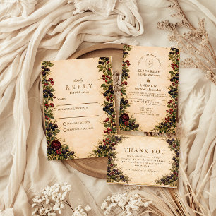 Herbst-Beeren-Botanische Hochzeit Einladung
