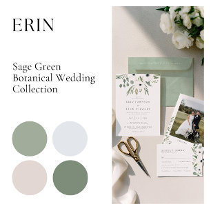 Anemones Sage & Dusty Green Eucalyptus Wedding Einladung