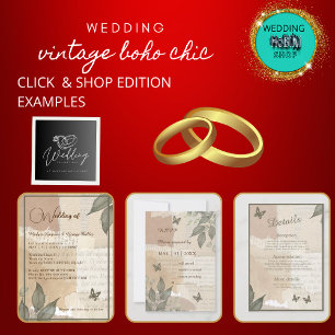 Vintages Hochzeitsszenario All In One Einladung