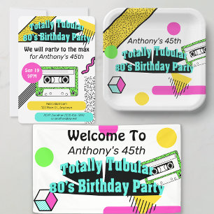 Totally Tubular 80er Geburtstagsparty Einladung