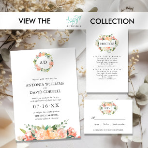 In Blüte   Chic Botanical Pink Floral weded Inv Einladung