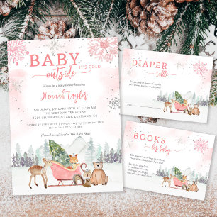 Bücher für Baby Winter Woodland Babydusche Begleitkarte