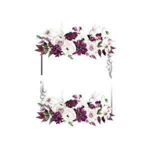 Pflaumen und Silber Geometric Floral Wedding Einladung