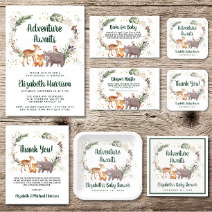 Winter Woodland Animals Paare Kinderdusche Einladung
