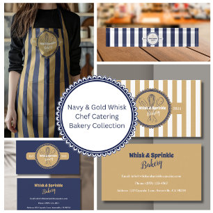 Navy & Gold Whisk Koch Catering Bäckerei Schürze