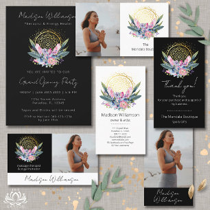 Gold Mandala Rosa Kristalle Psychischer Wellness-C Visitenkarte