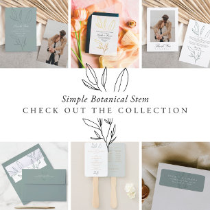Gold für einfaches botanisches Stem Wedding-Logo Folieneinladung