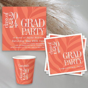 Bright Orange Simple Colorful Grad Party Einladung