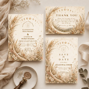 Whimsische Rustikale Himmlische Hochzeit Dankeskarte