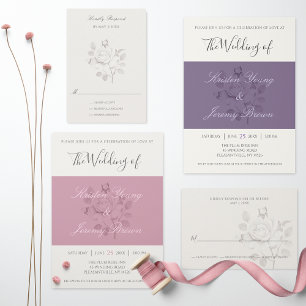 Sugar Plum Rose Moderne Script Hochzeit Einladung